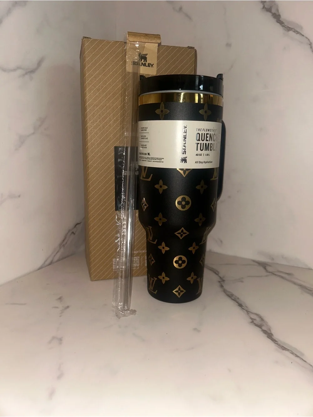 Stanley Black Tumbler with Gold Monogram Accents - Picture 4 of 5